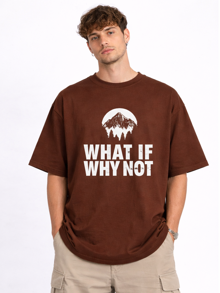 WHAT IF WHY NOT BROWN T-SHIRT